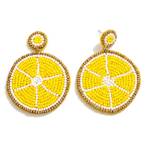 Lemon Yellow Seed Bead Earrings