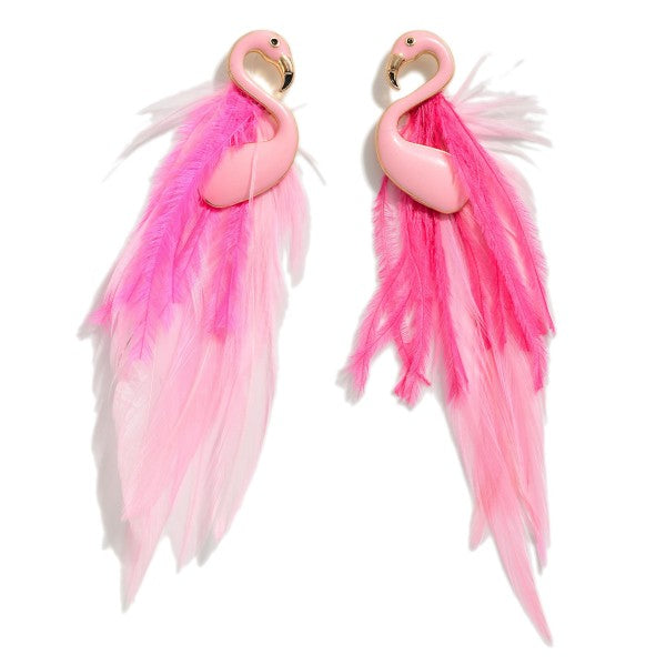 Flemmy Flamingo Feather Earrings