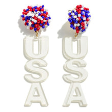 Load image into Gallery viewer, USA Dangle Beaded Earrings

