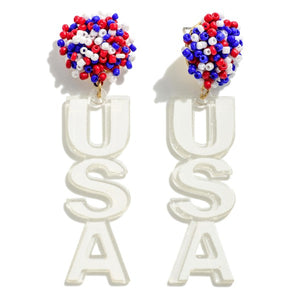USA Dangle Beaded Earrings
