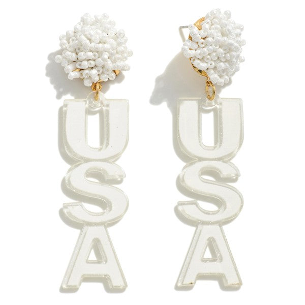 USA Dangle Beaded Earrings