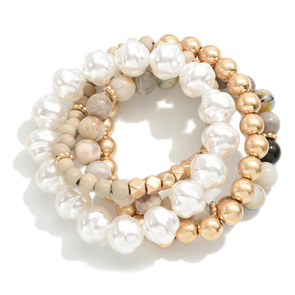 Pearly Mixed Bracelet Stack