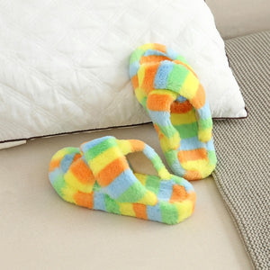 Fuzzied Stripe Slippers