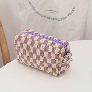 Checkered Knit Toiletry Bag