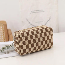 Load image into Gallery viewer, Checkered Knit Toiletry Bag
