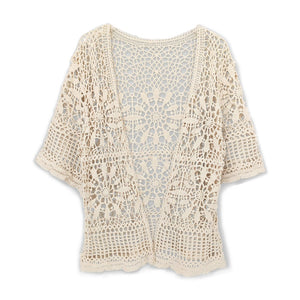Daisy Crocheted Cropped Kimono