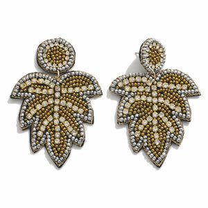 Palm Leaf Beaded Earrings